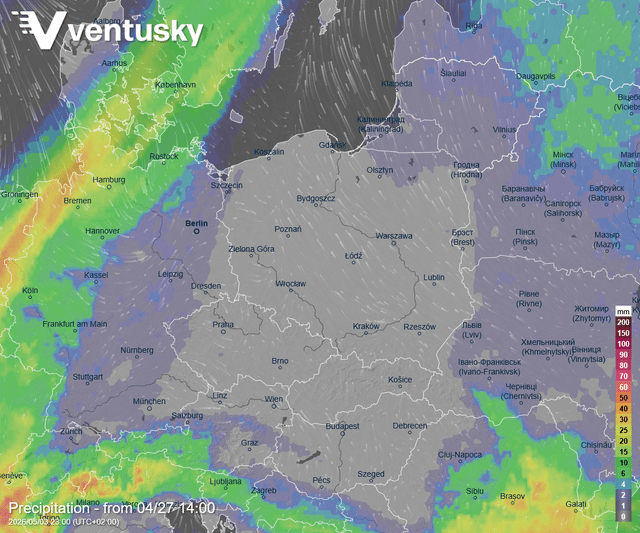 Akumulacja opadów w tym tygodniu w Europie Środkowej – w Polsce wszędzie 0 mm przez cały tydzień