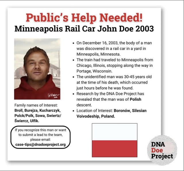 Help give this man his name back! DNA Doe in Minneapolis, 2003