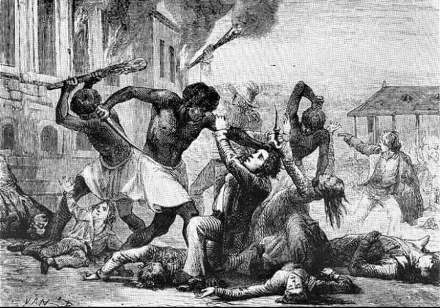 In February 1804, Haitian Emperor Jean-Jacques Dessalines ordered the slaughter of all white people in Haiti, except for Poles, who were declared the "white blacks of Europe", and a few others. 3,000 to 7,000 people were killed, influencing the US slavery debate as slaveowners feared similar events.