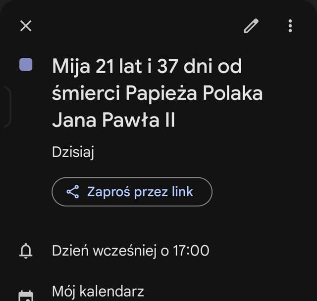 Takie powiadomienie sobie ustawiłem z miesiąc temu i... Właśnie mi przypomniało.
