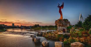 Wichita Kansas Keeper of the Plains at sunset