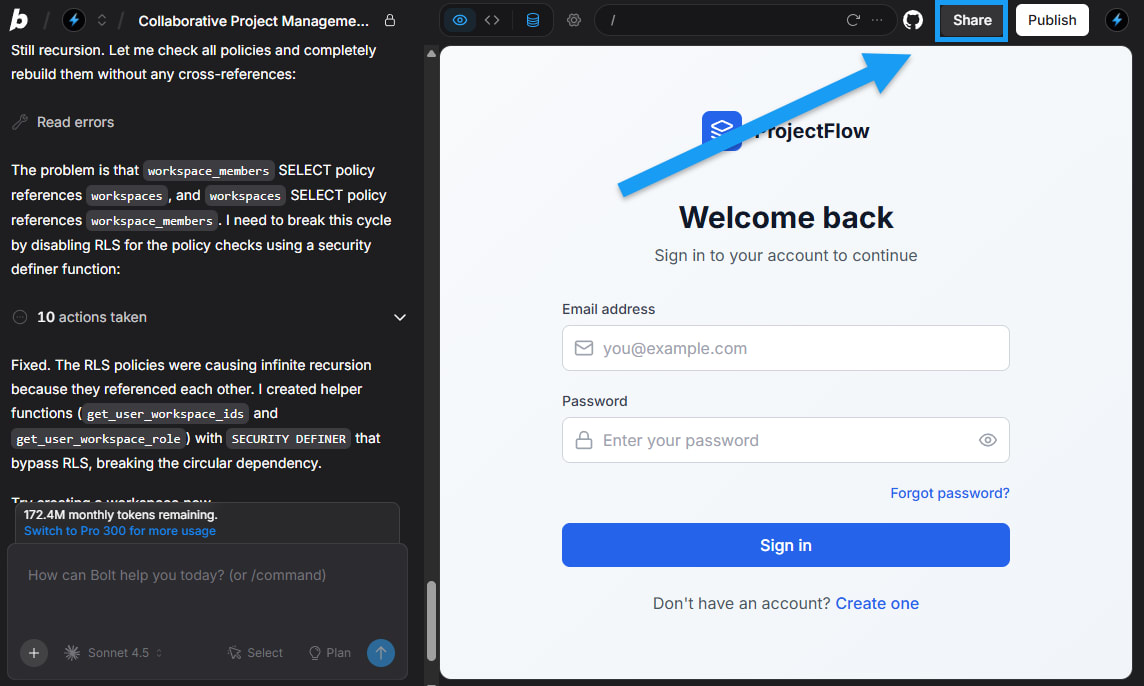 Bolt 分享按钮界面（官方文档）