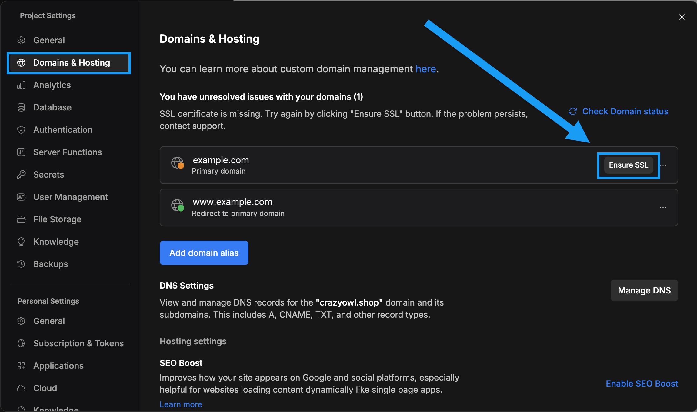 Screenshot of in Bolt.