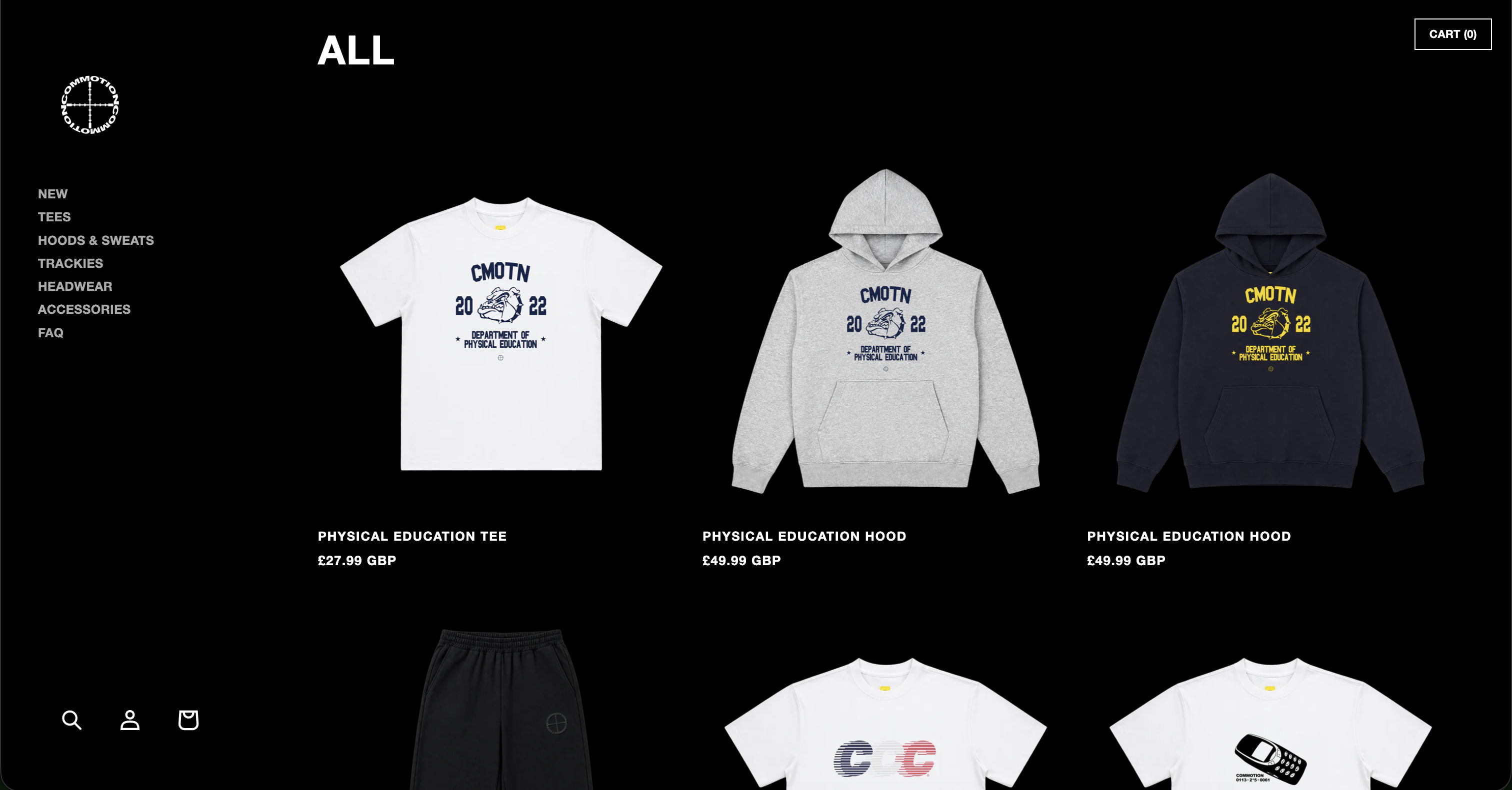COMMOTION WEBSTORE – screen 2