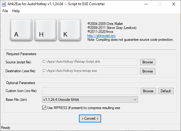 Ahk2exe compiler