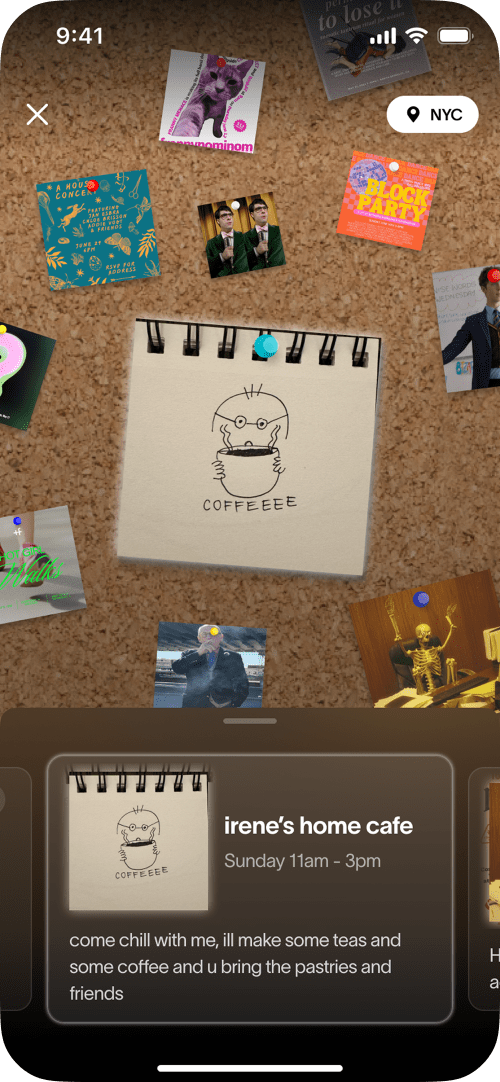 Explore bulletin board event screen