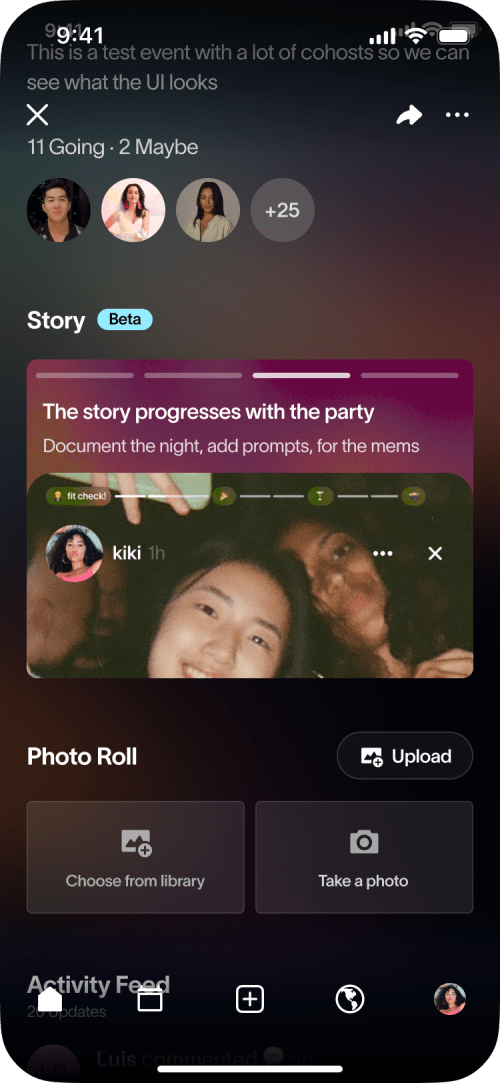 Photos story upsell concept showing story progress