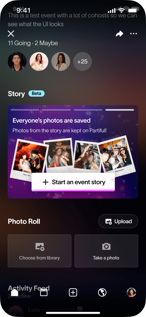Photos story upsell concept with saved event photos
