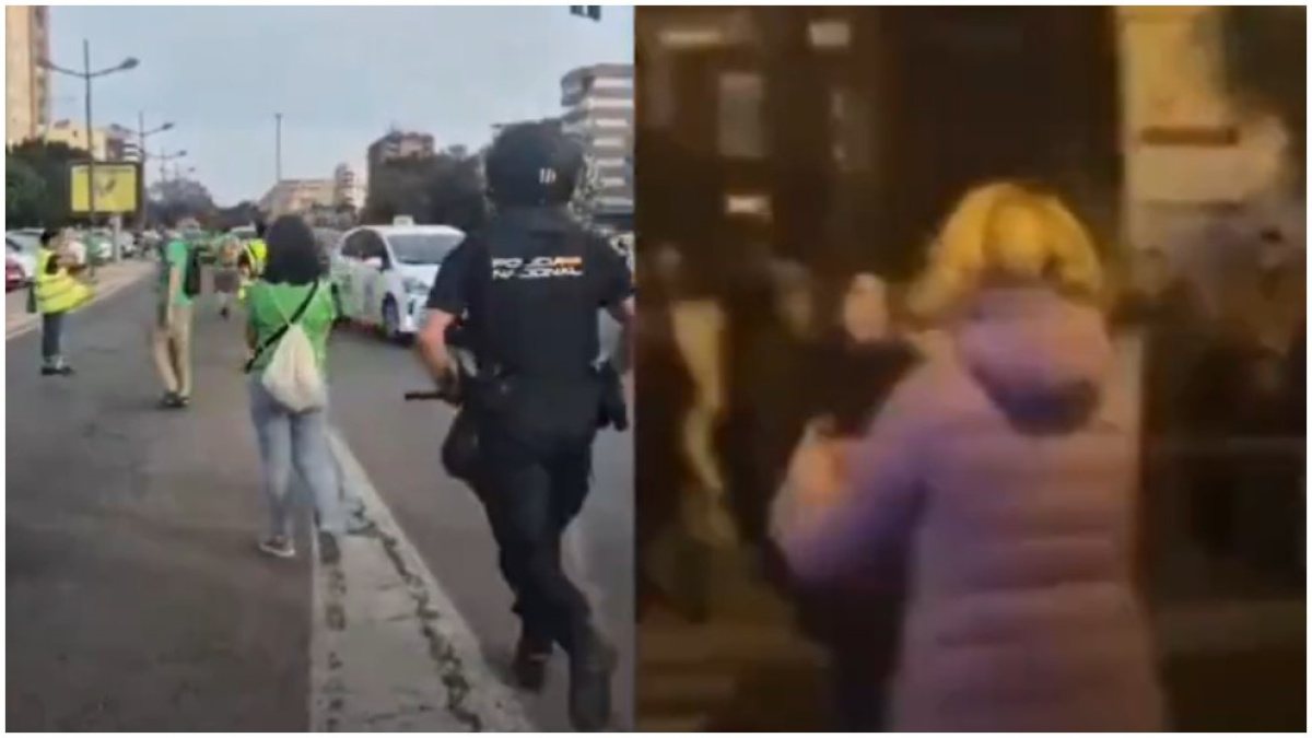 Usuarios de redes comparan la actuación policial ante Esperanza Aguirre en Ferraz con una reciente intervención en Valencia
