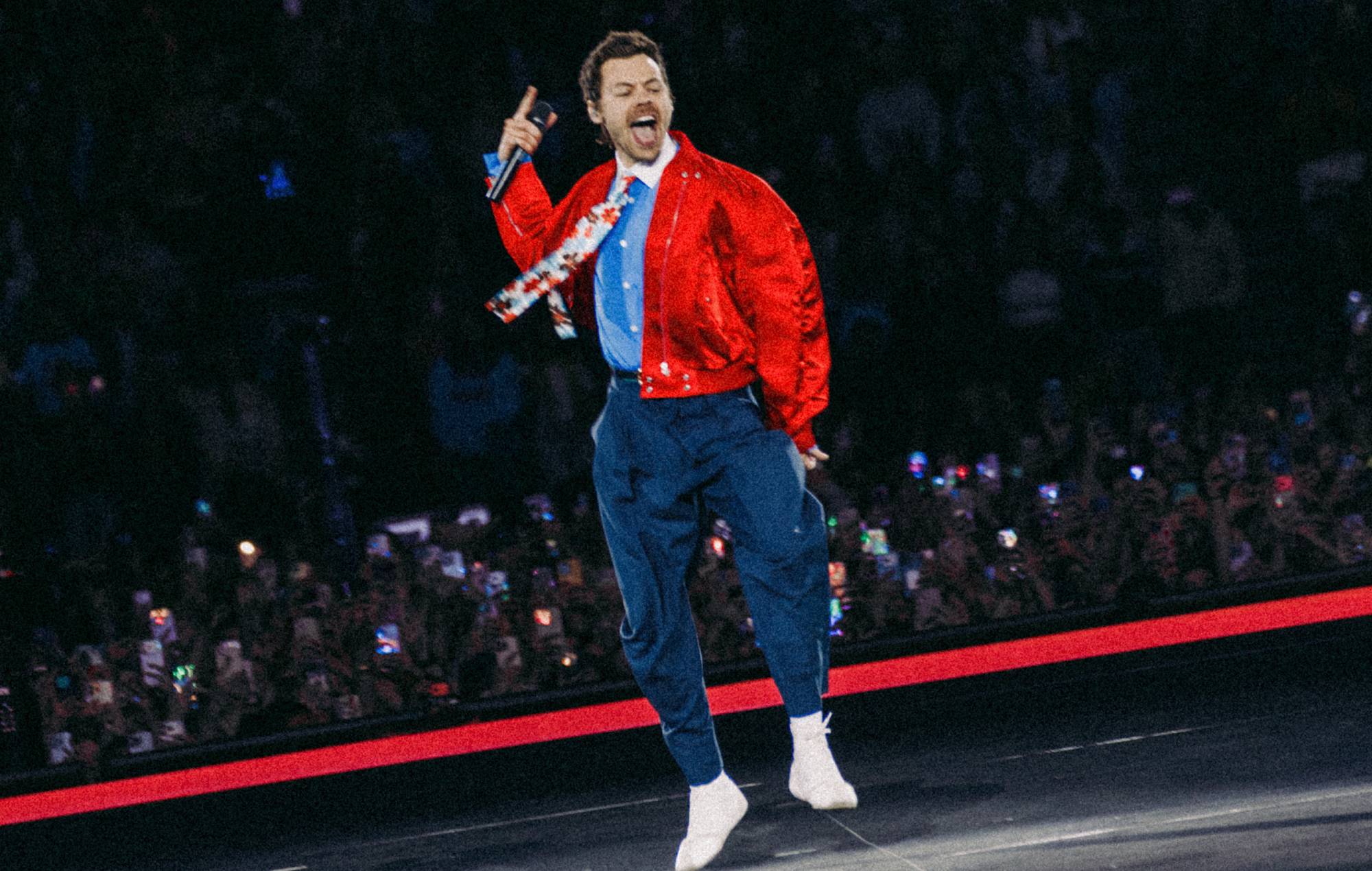 Harry Styles joins Wembley crowd in celebrating England’s World Cup victory during concert screening