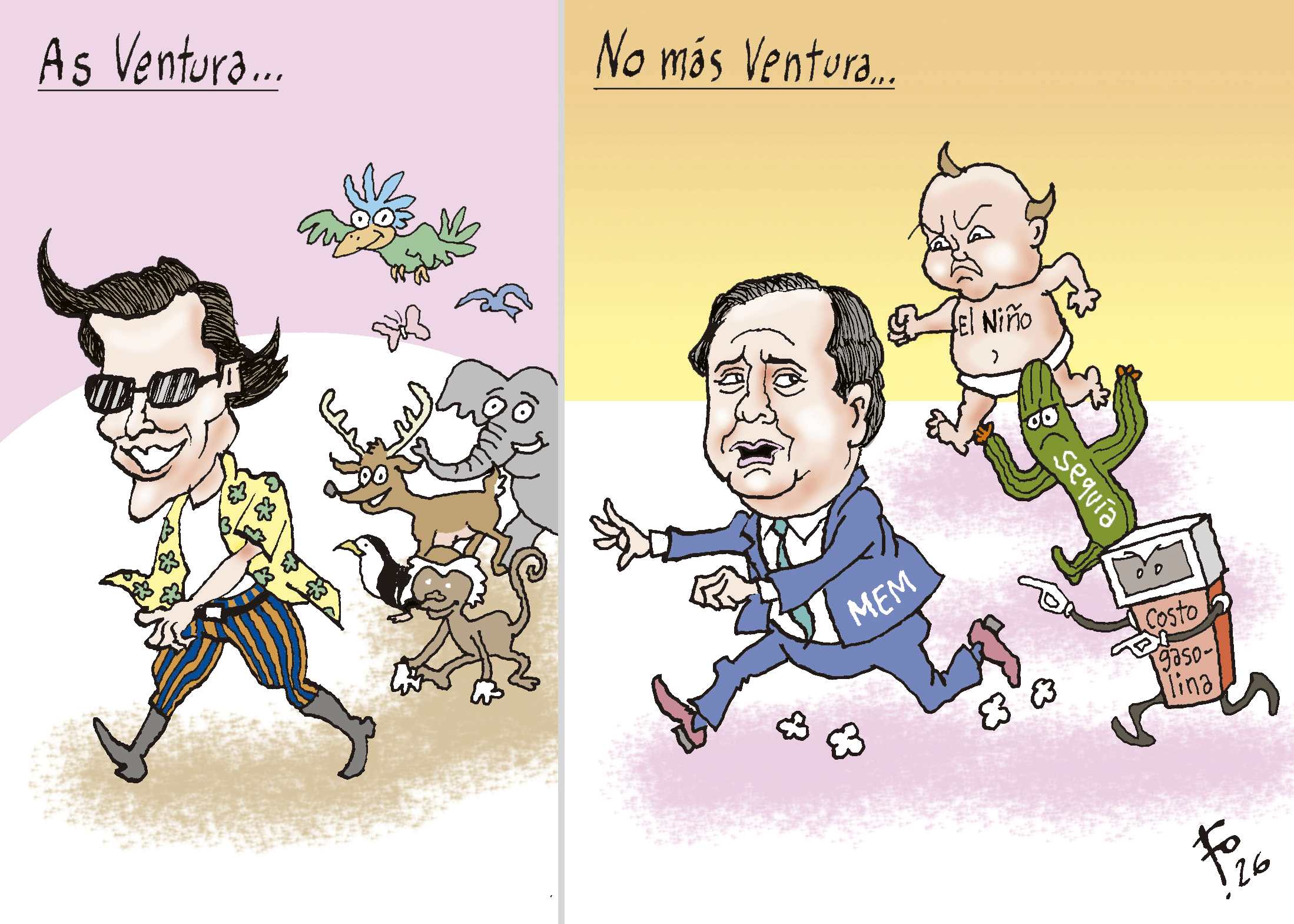 Caricatura editorial sobre As Ventura en la sección de opinión de Fo
