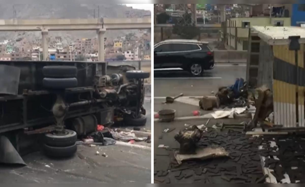 Camión volcado en la Vía de Evitamiento provoca intenso congestionamiento vehicular cerca de Puente Nuevo