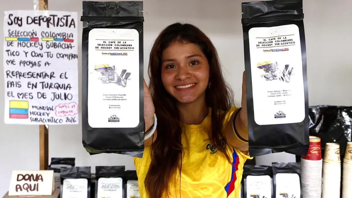 Colombian athlete funds world cup participation by selling coffee