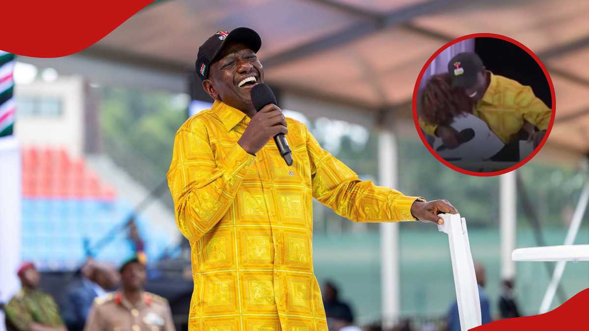 President William Ruto Shares Light Moment with Young Woman, Defends Hug with Humor