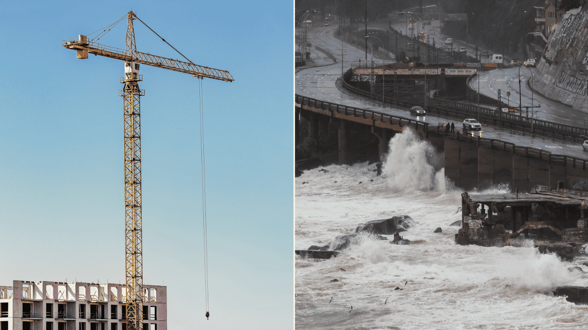 Colapso de grúa en Chile por fuertes vientos deja un herido y daños materiales