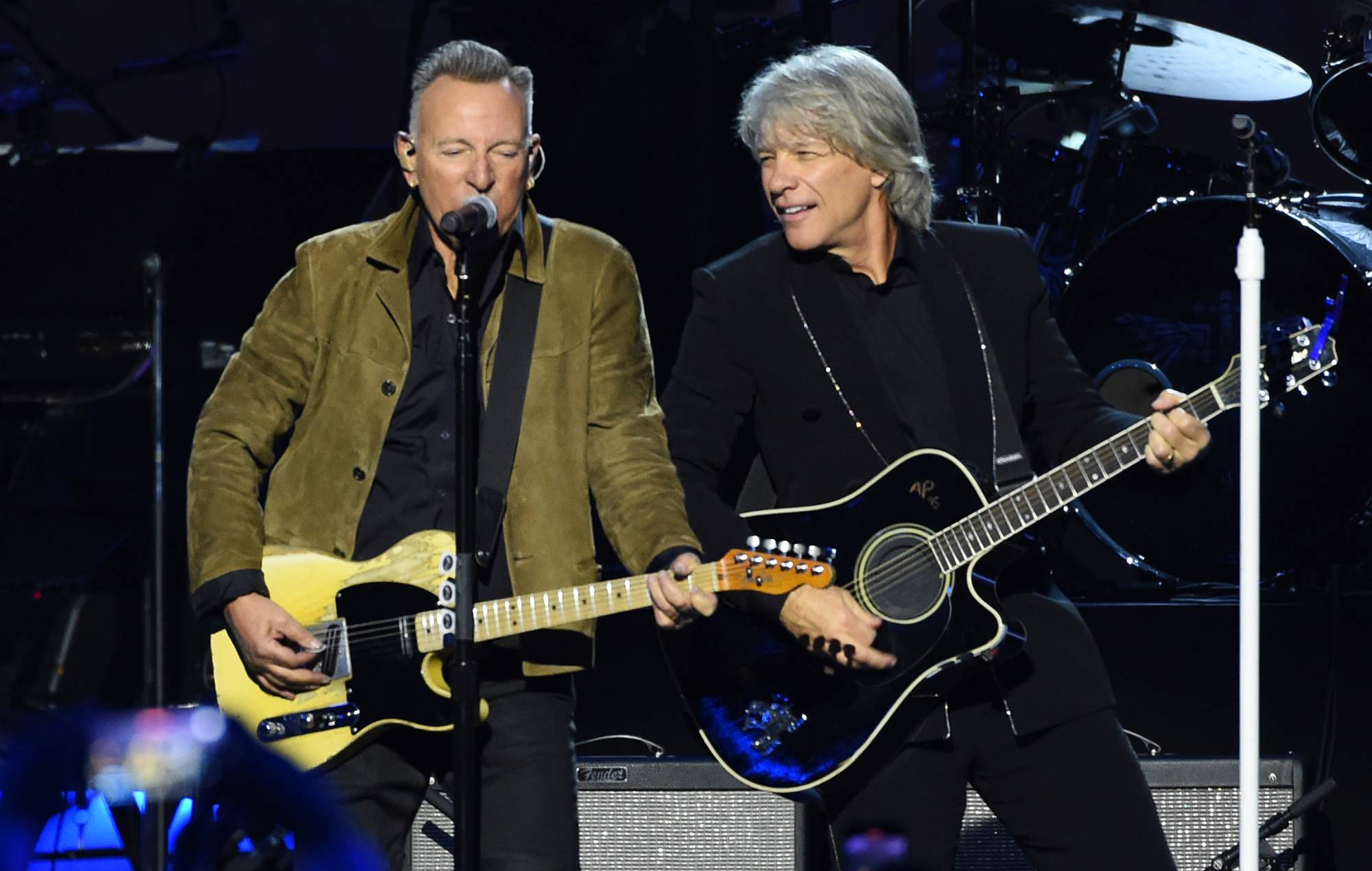 Bruce Springsteen performs with Bon Jovi at Madison Square Garden during their final residency show