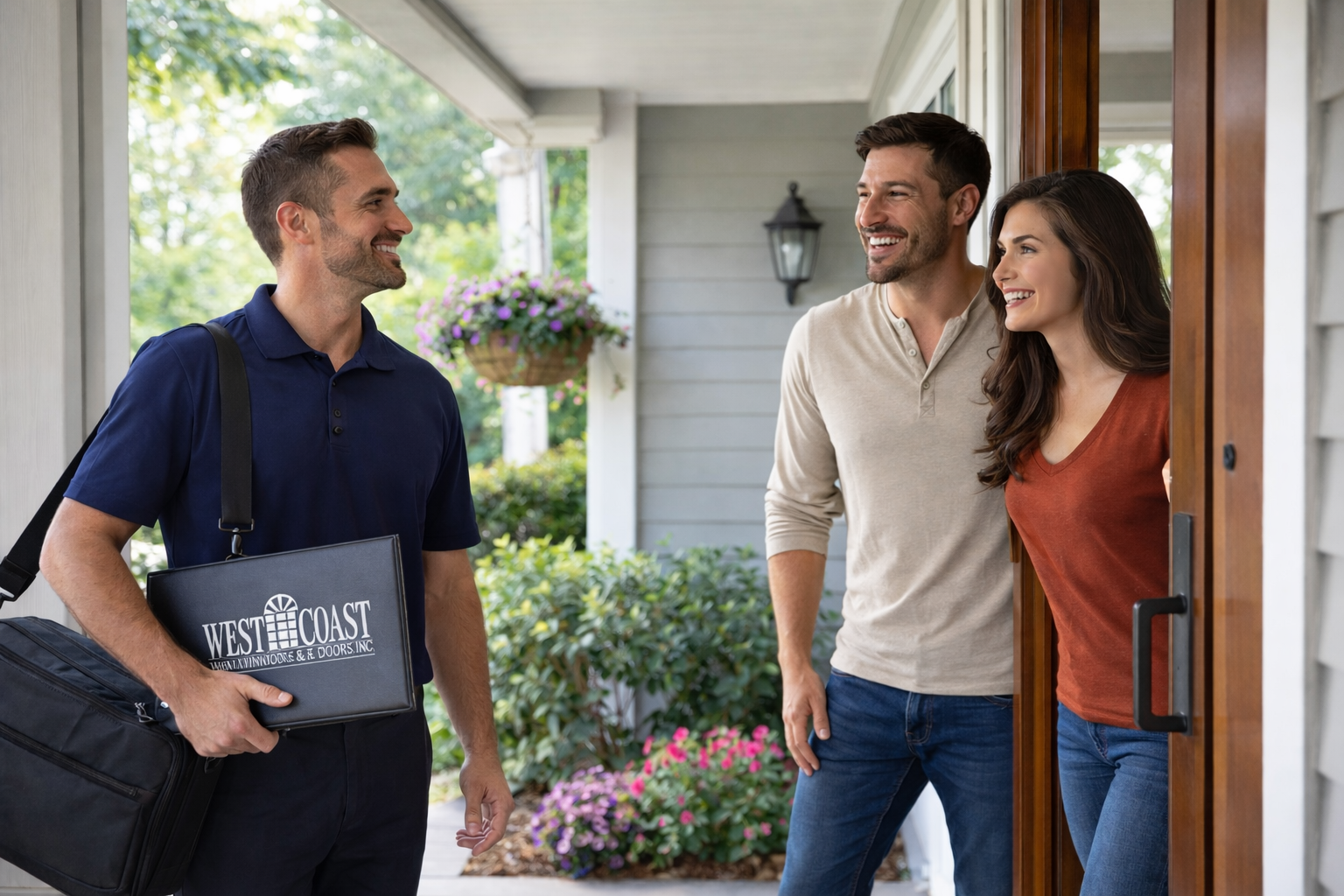 West Coast Windows and Doors team consultation with a customer