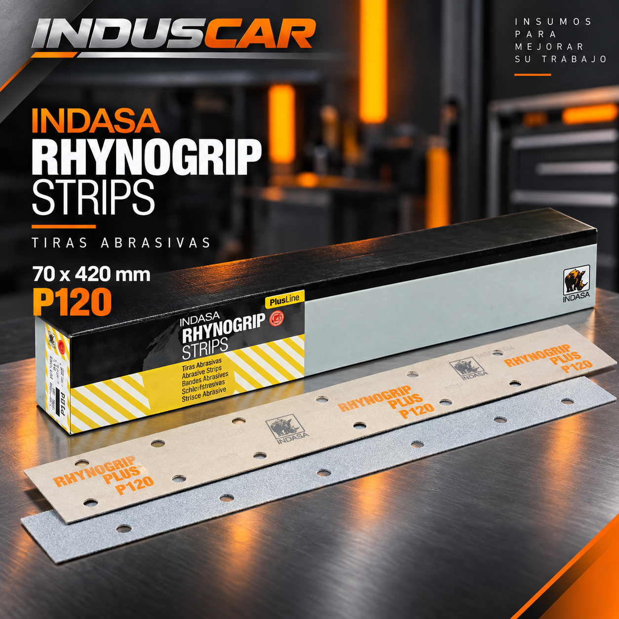 Lija con Velcro Rhynogrip Plus Line Strip 70x420 mm P120