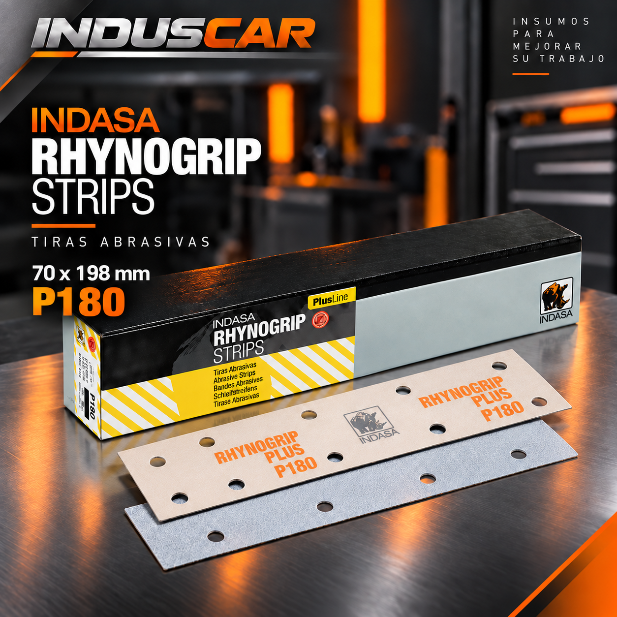 Lija con Velcro Rhynogrip Plus Line Strip 70x198 mm P180