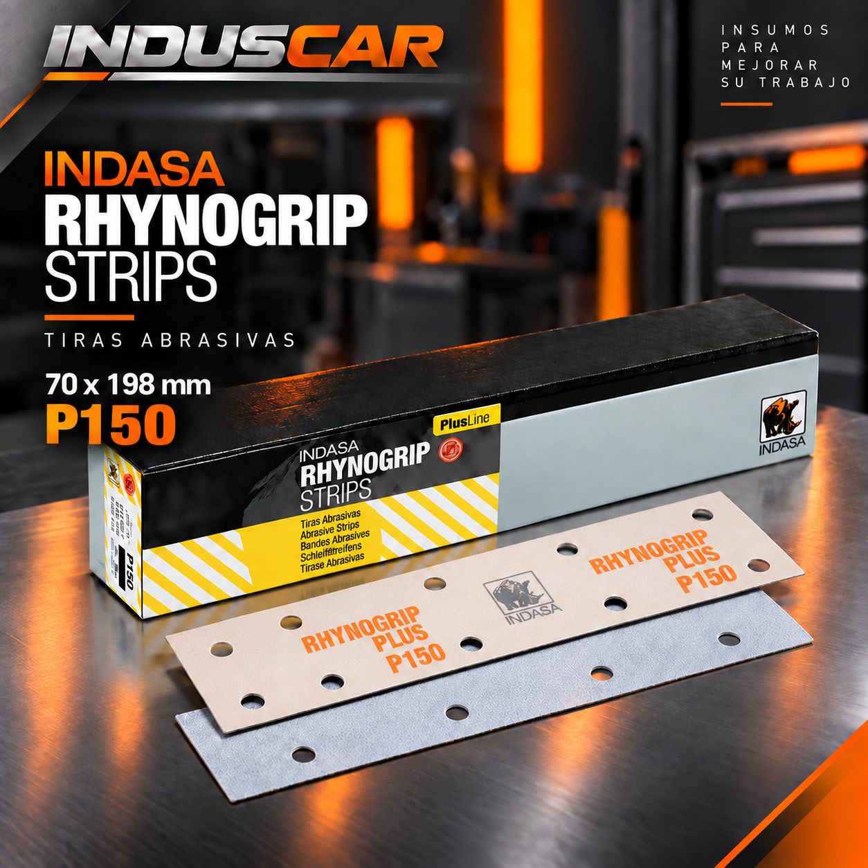 Lija con Velcro Rhynogrip Plus Line Strip 70x198 mm P150