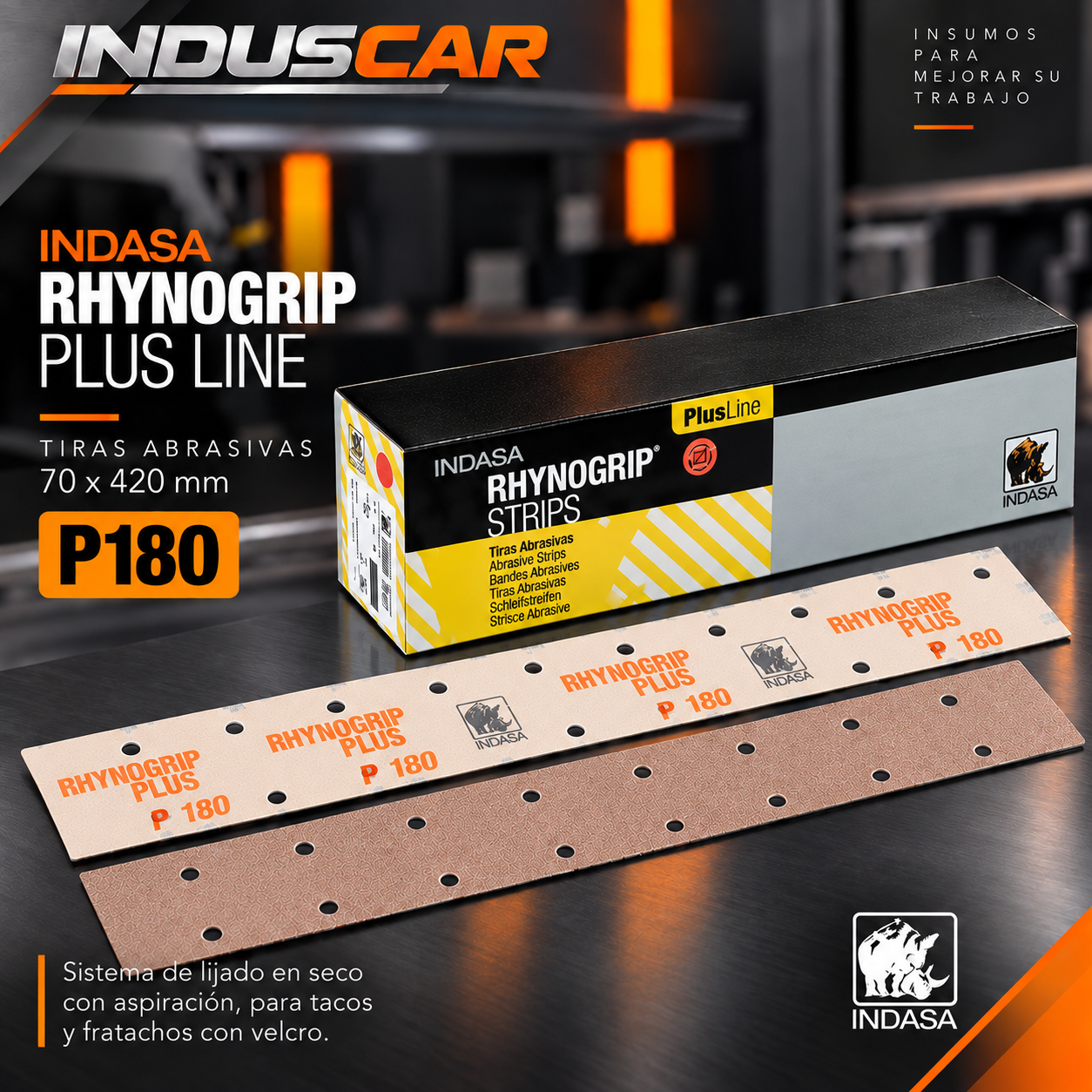 Lija con Velcro Rhynogrip Plus Line Strip 70x420 mm P180