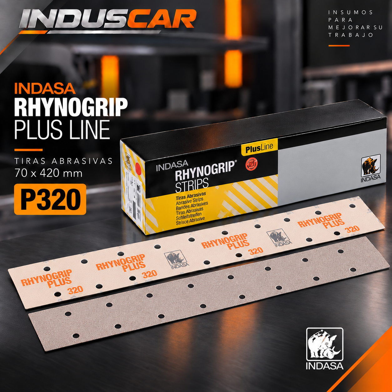 Lija con Velcro Rhynogrip Plus Line Strip 70x420 mm P320