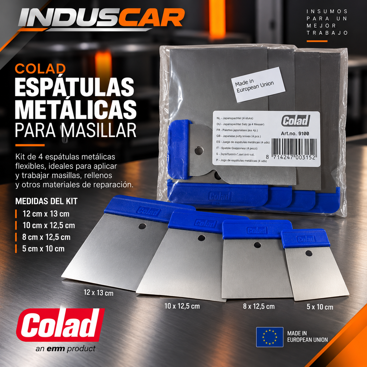 Kit 4 Espátulas Metálicas para Masillar Colad Importadas