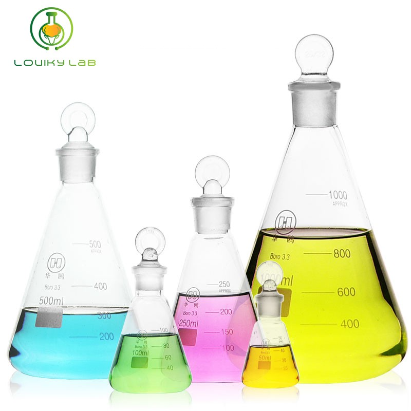 50ml-1000ml Graduated Erlenmeyer Flask with Stopper Borosilicate Glass ...