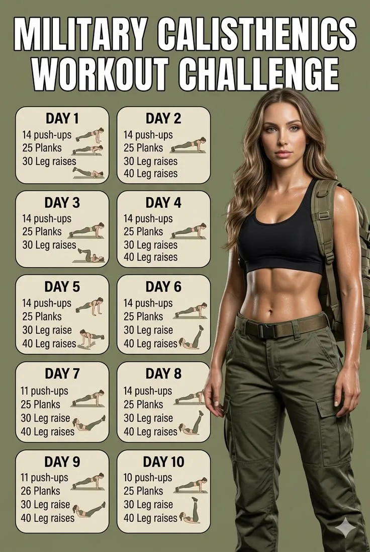 Military Fitness Challenge Infographic AI Prompt | Viral Pinterest Design