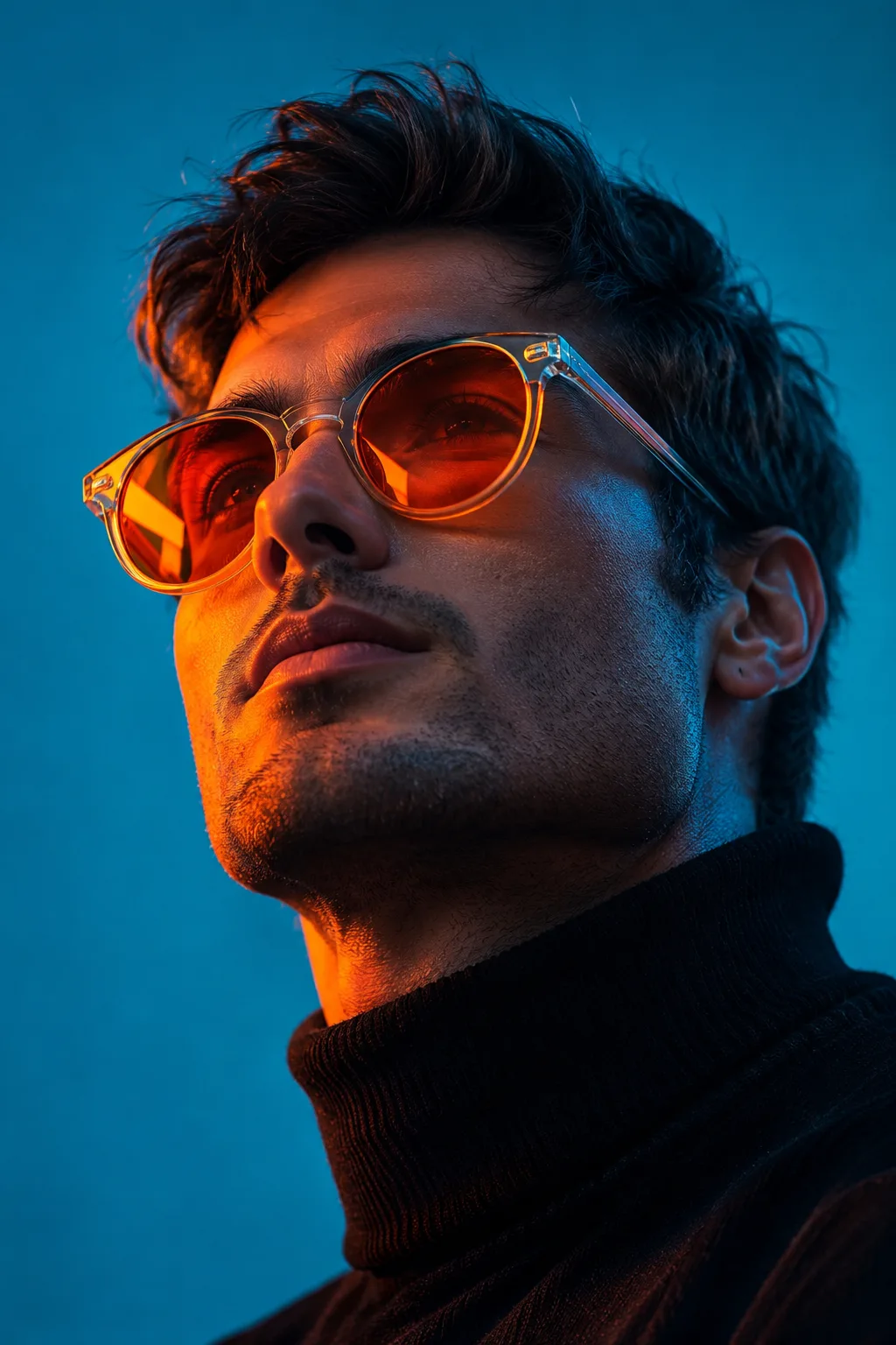 Cyberpunk Neon Portrait: The Future in Orange & Cyan