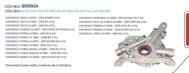 Bomba de Aceite Chevrolet