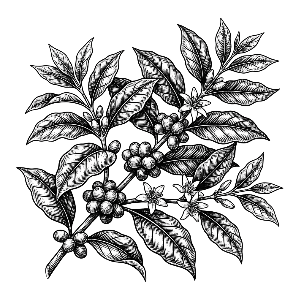 Vintage coffee branch illustration