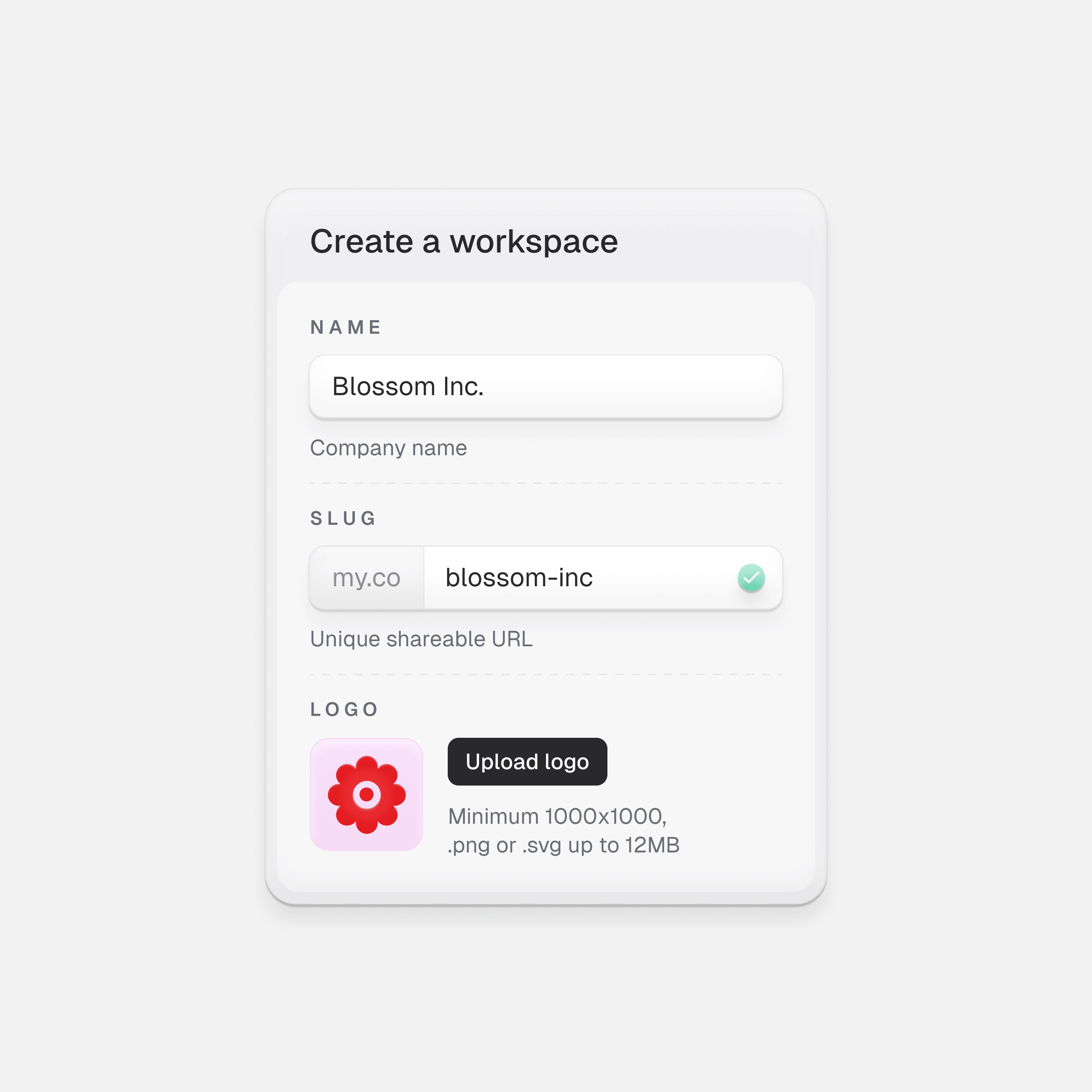 Workspace creation form