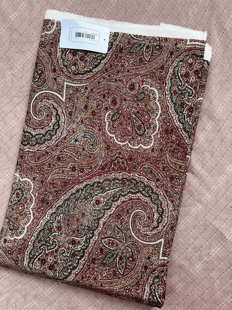 Printed Raw Red Silk 2 PC