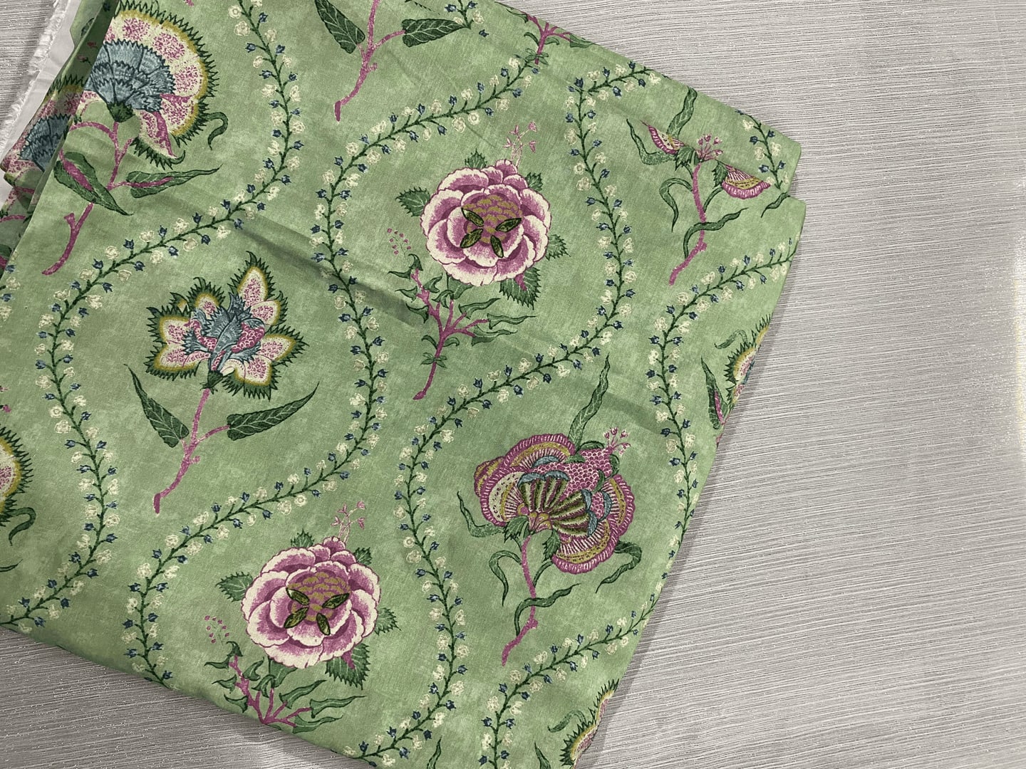 Printed Raw Green Silk 2 PC