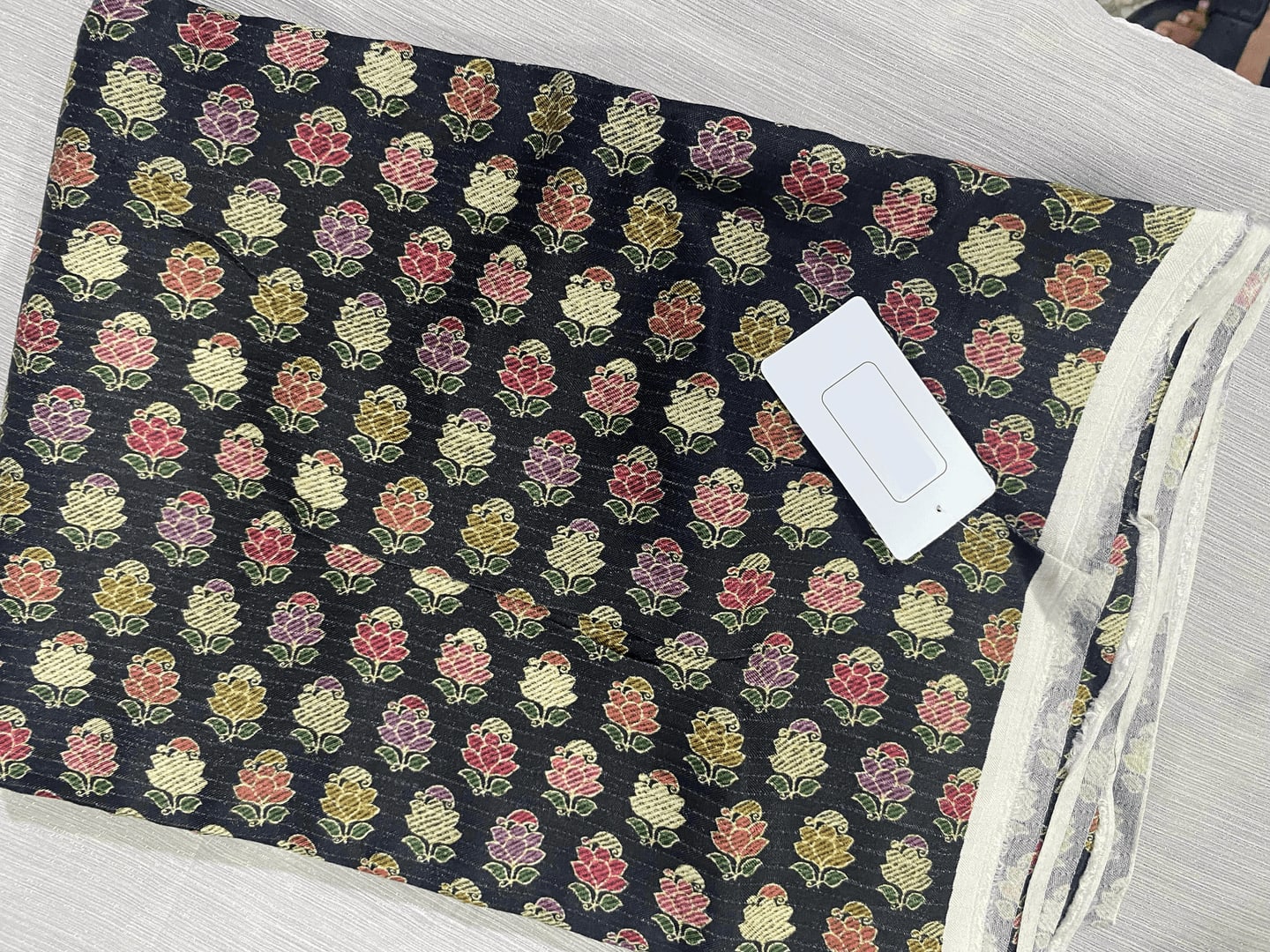 Printed Raw Black Silk 2 PC