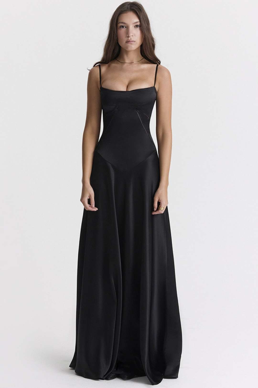 Sexy Suspender Slim Backless Long Black Dress