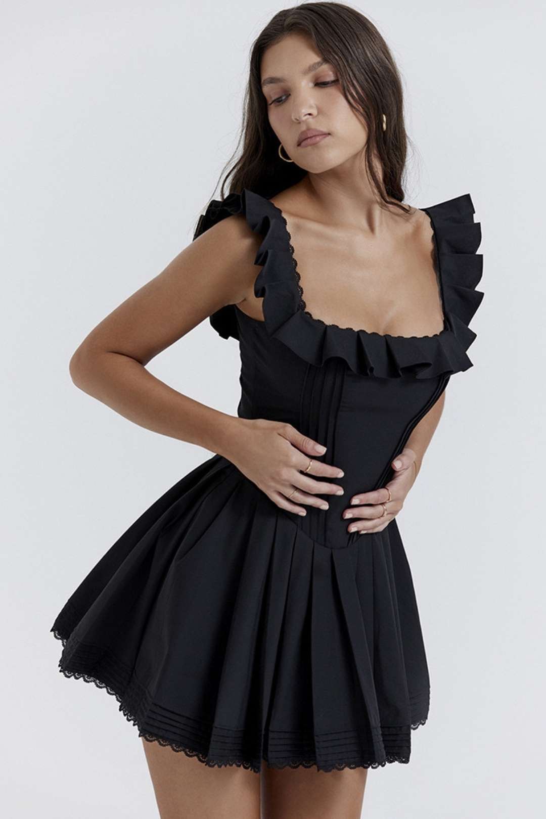 Lace Suspender Slim Backless French Dress