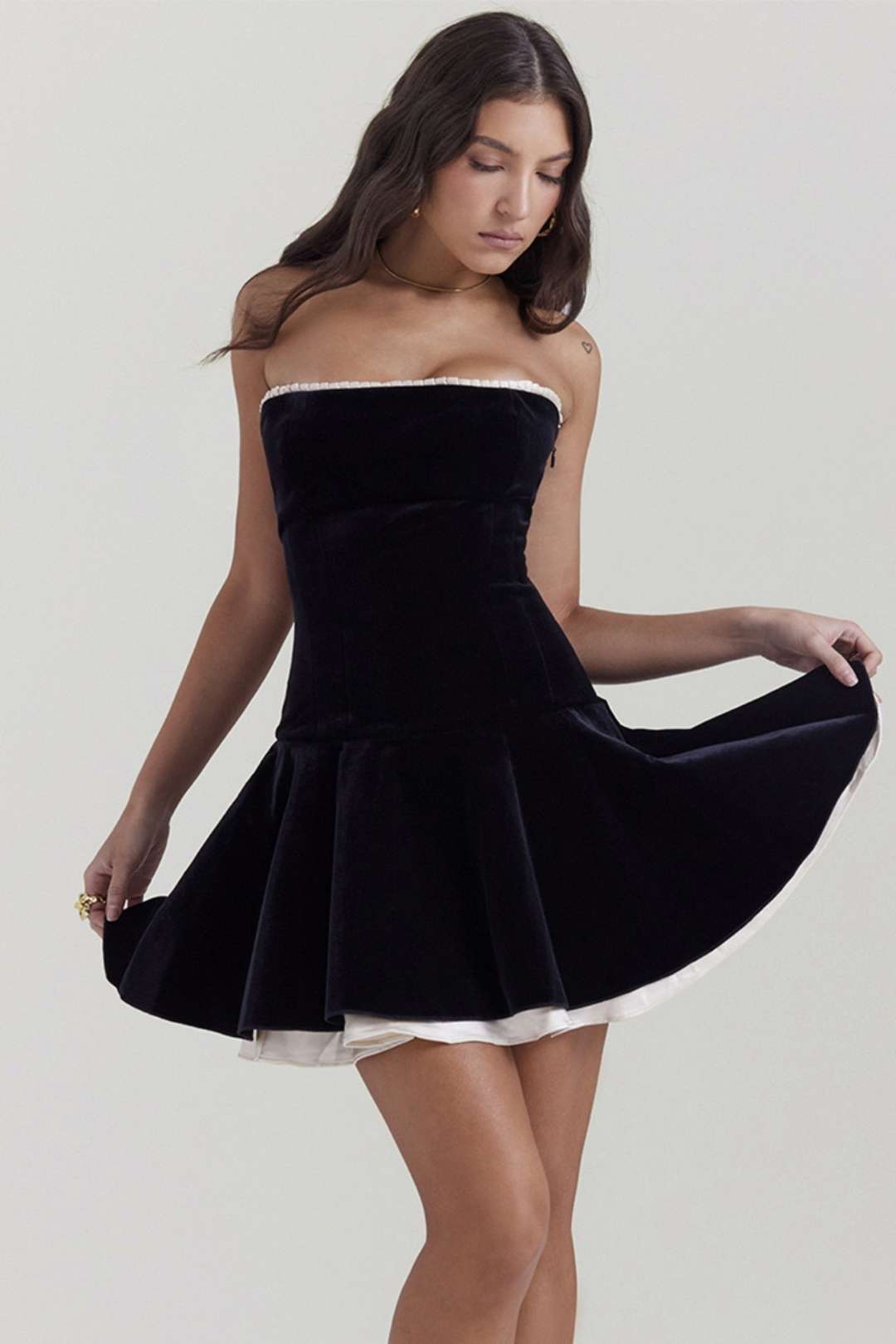 Velvet Sexy Tube Top A-line Skirt Slim Backless Dress