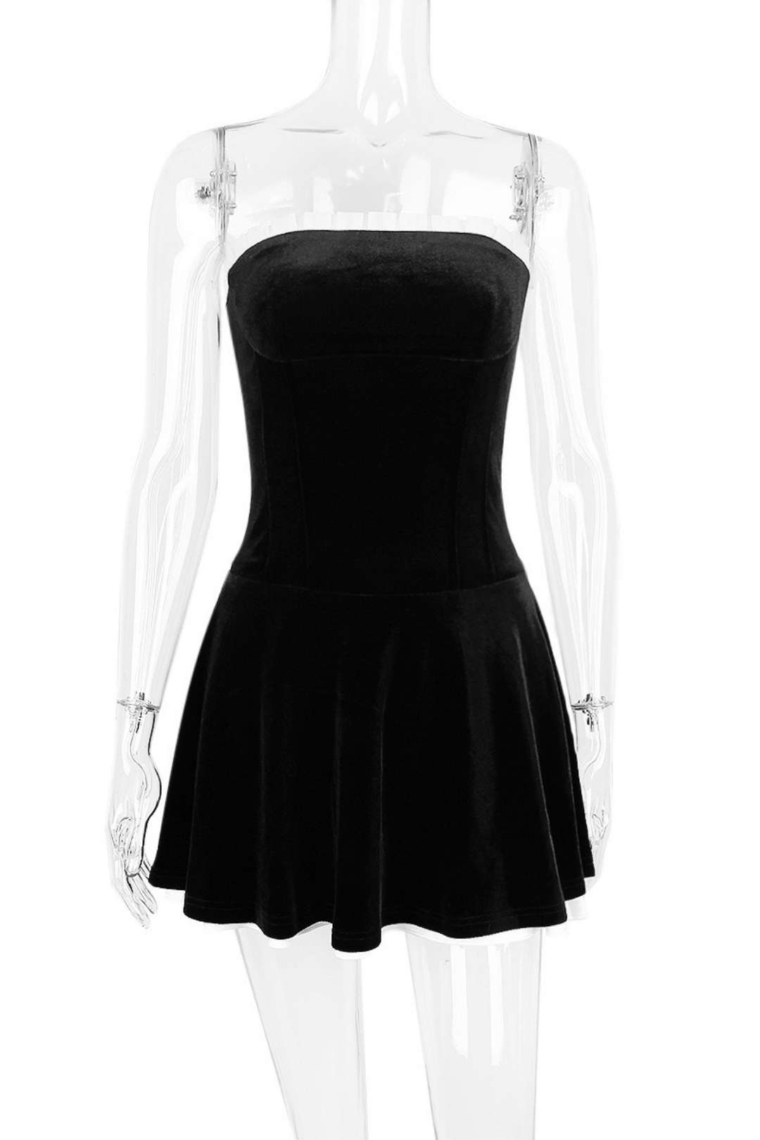 Velvet Sexy Tube Top A-line Skirt Slim Backless Dress