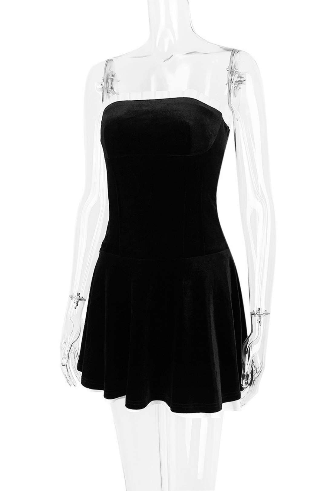 Velvet Sexy Tube Top A-line Skirt Slim Backless Dress