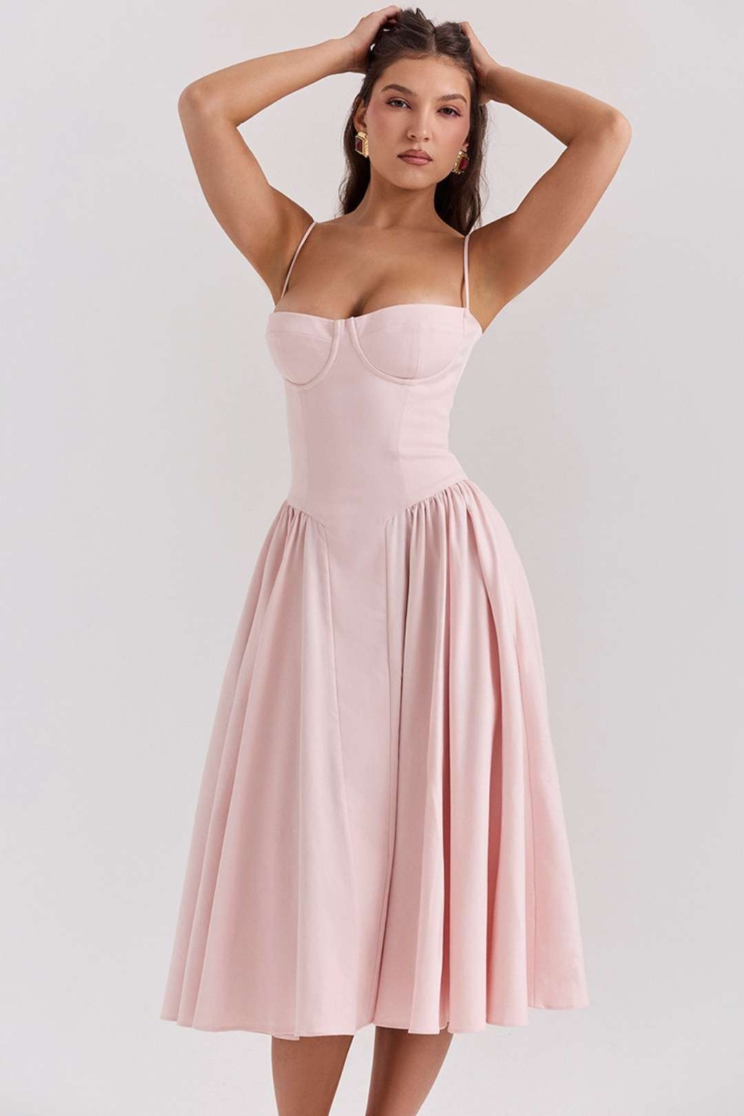 Sexy V-neck Suspender Midi-length Skirt With Slim Waist And Backless Dress.