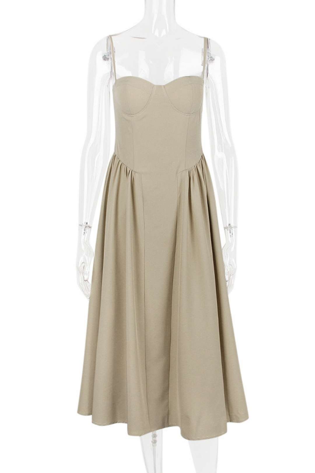 Sexy V-neck Suspender Midi-length Skirt With Slim Waist And Backless Dress.