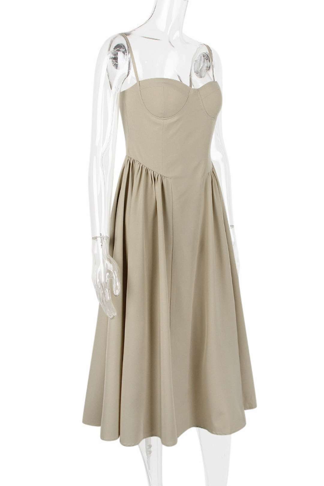 Sexy V-neck Suspender Midi-length Skirt With Slim Waist And Backless Dress.