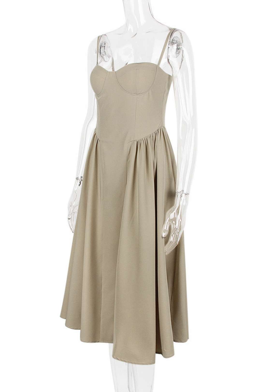 Sexy V-neck Suspender Midi-length Skirt With Slim Waist And Backless Dress.