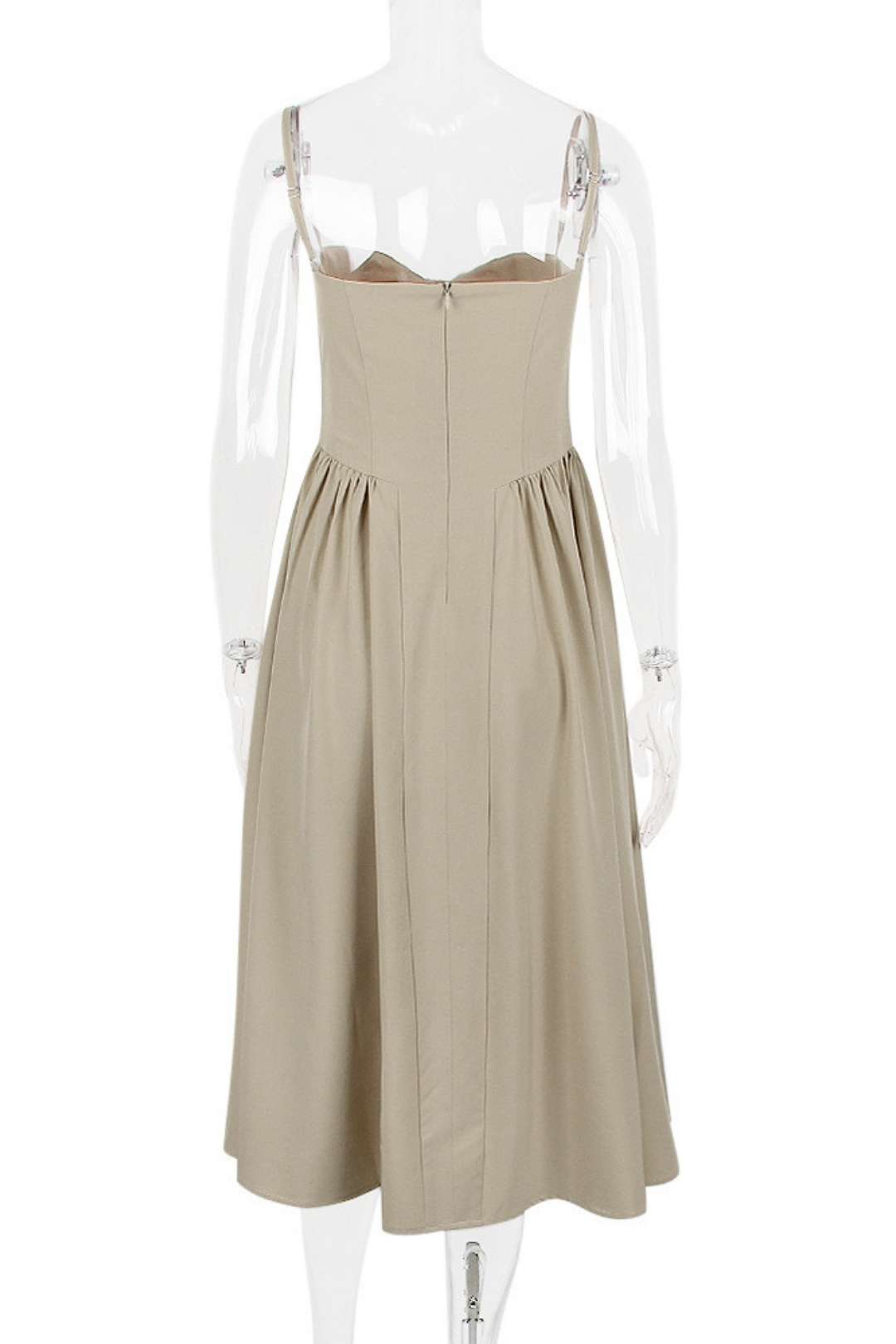 Sexy V-neck Suspender Midi-length Skirt With Slim Waist And Backless Dress.
