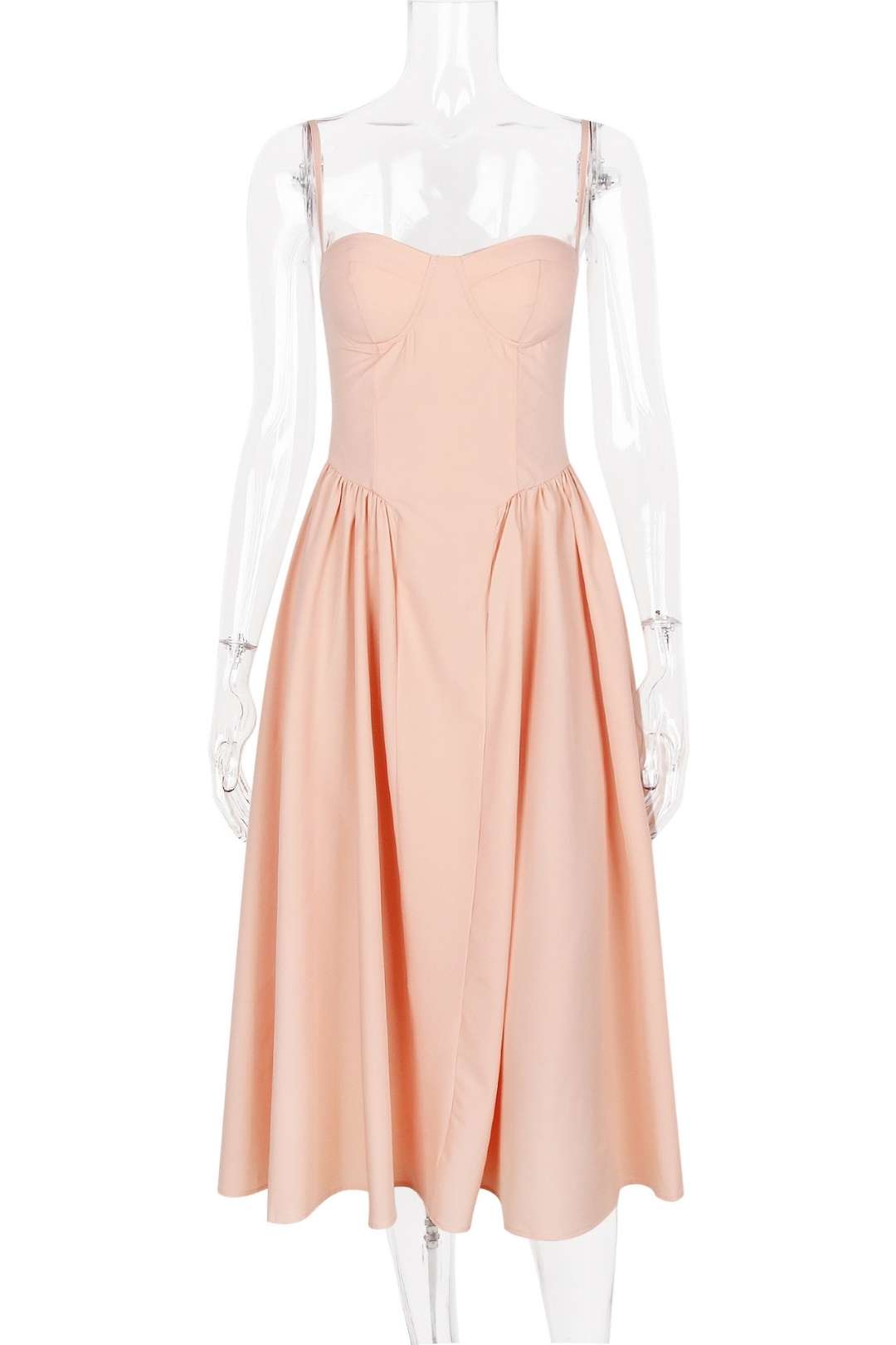 Sexy V-neck Suspender Midi-length Skirt With Slim Waist And Backless Dress.