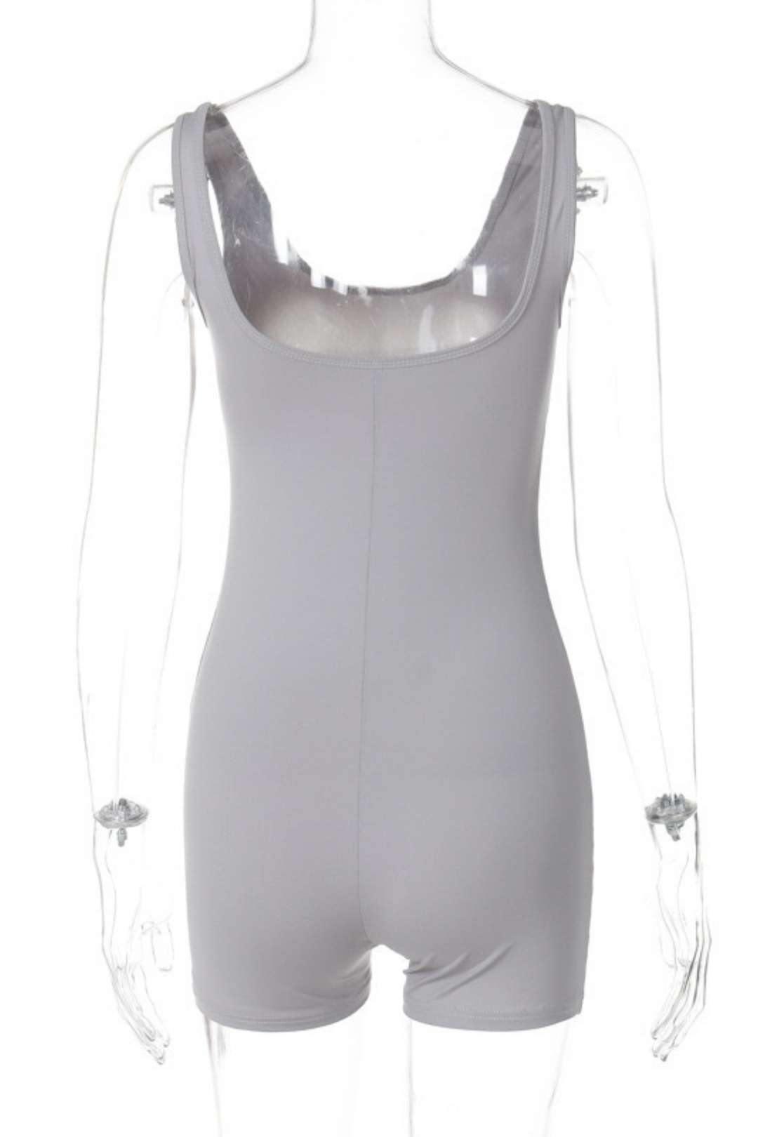 Solid Color Slim U Neck Shoulder Strap Romper