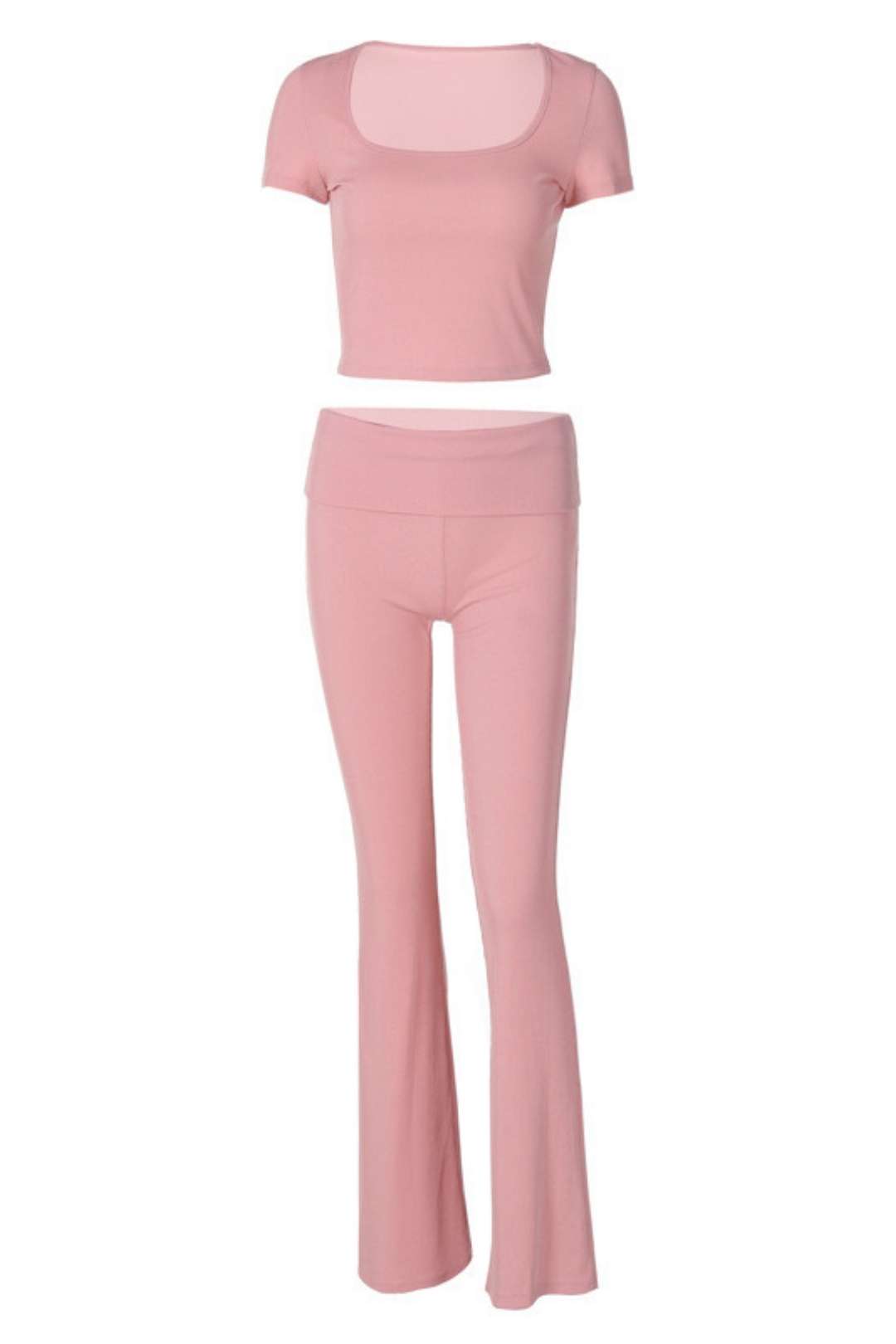 Casual Short-sleeved Tops Slim Solid Color Trousers Suit