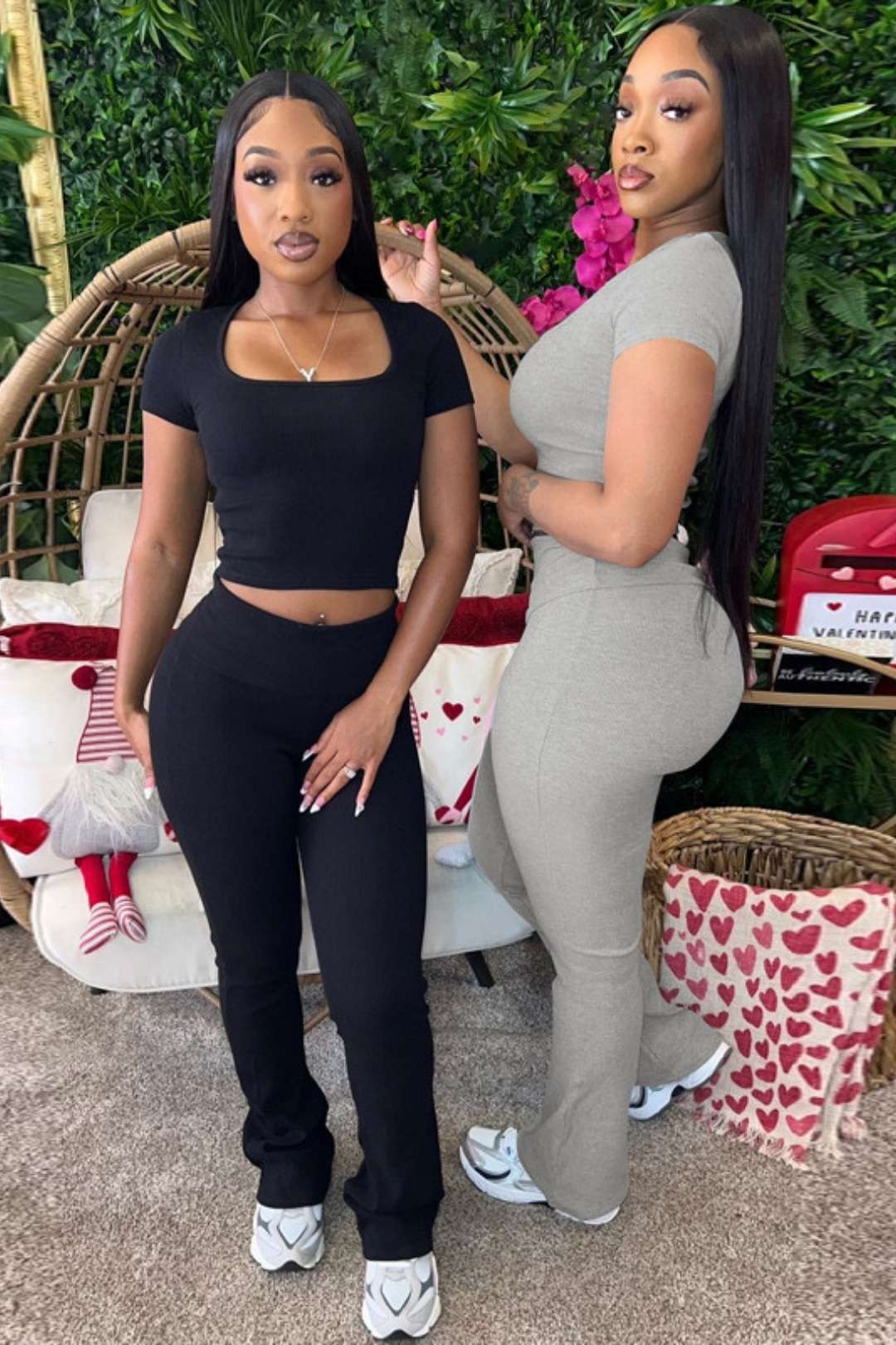 Casual Short-sleeved Tops Slim Solid Color Trousers Suit